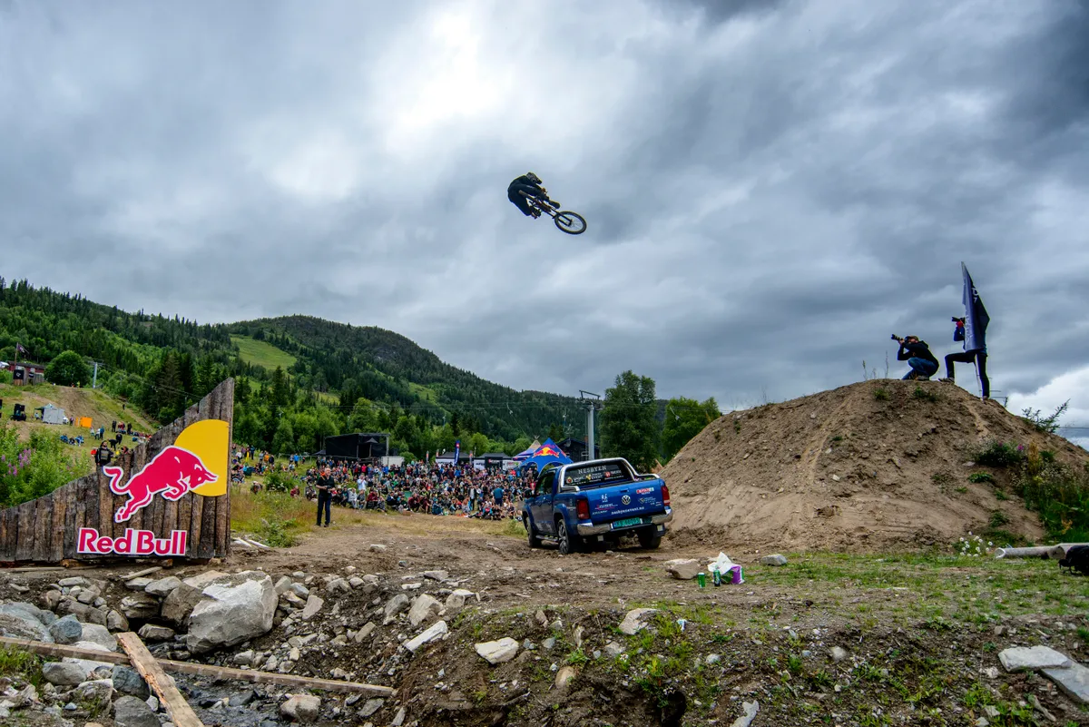 Our Features Editor Ed takes flight on the Fest line. Photo: Andy Lloyd