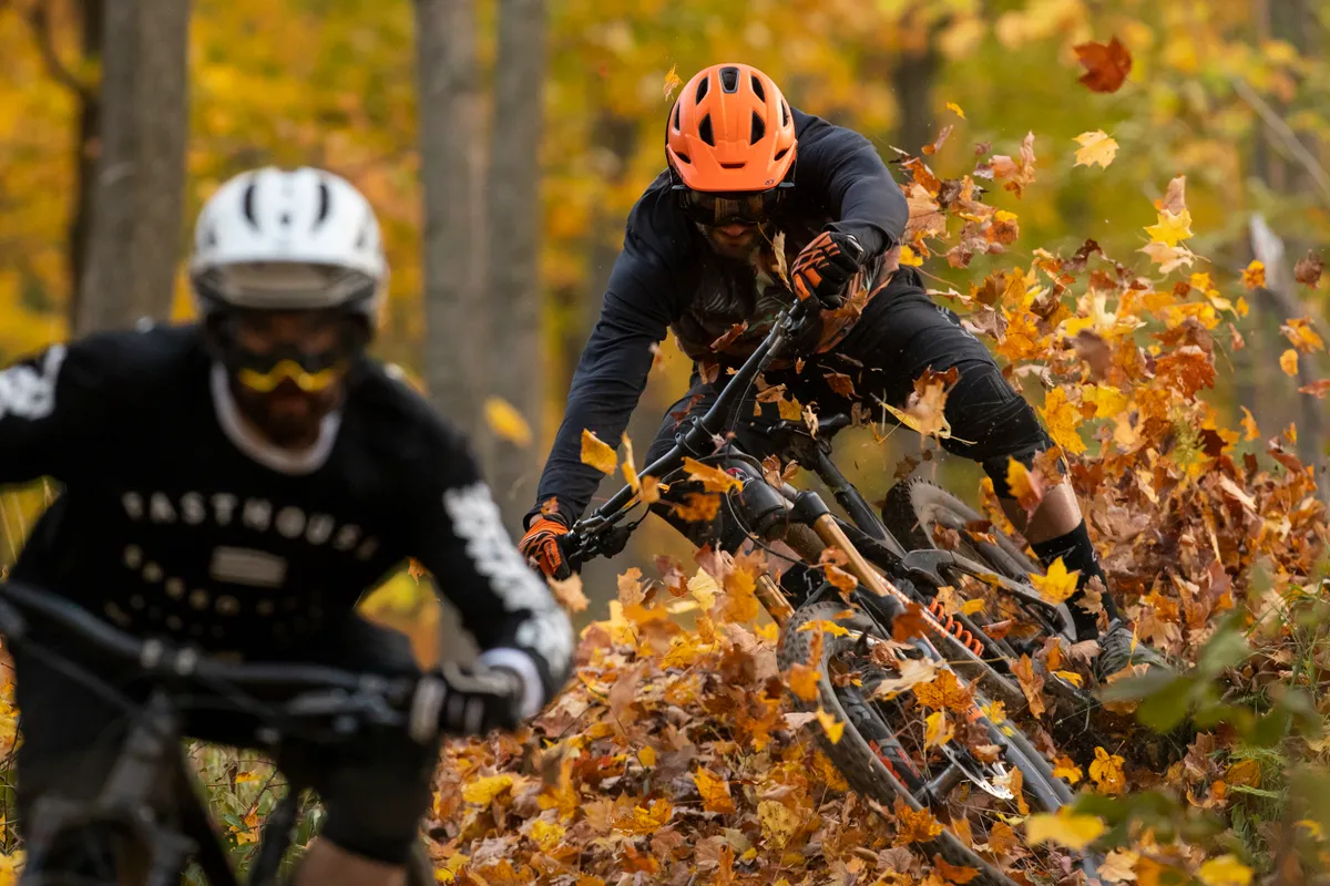 Thomas Vanderham blasting through the autumn colours of Bromont, Canada. Photo: Sterling Lorence
