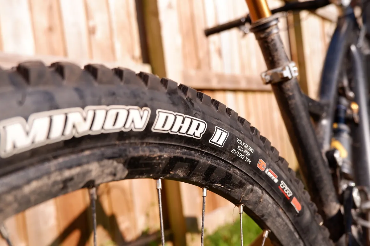 Maxxis' Minion DHR II is a classic these days – I've fitted one with a sturdy DoubleDown casing for pinging off rocks