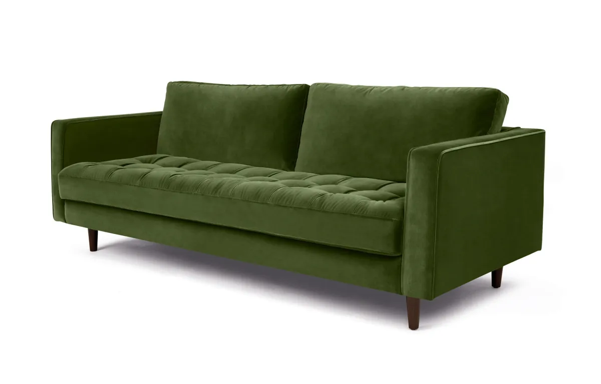 Made Scott 3 seater green velvet sofa 