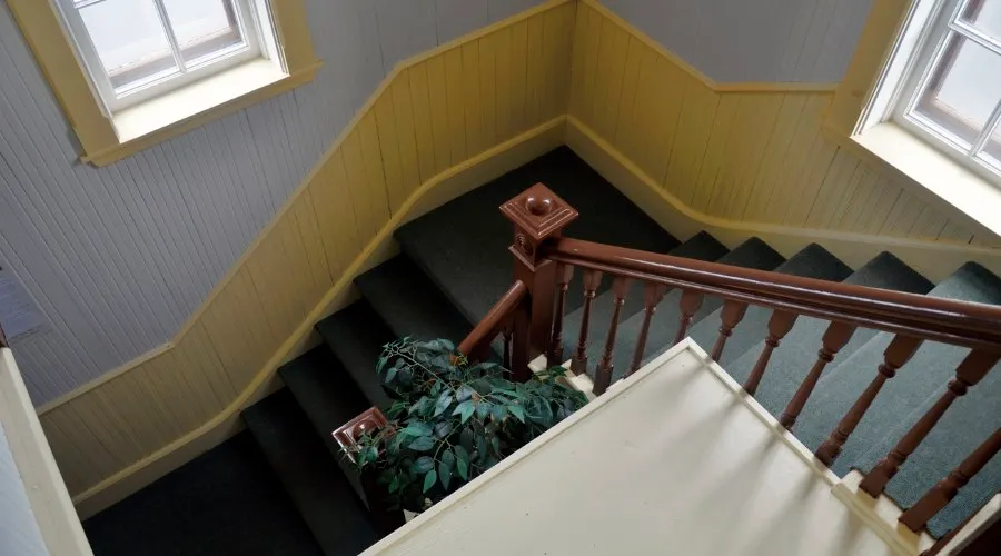 Staircase wallpaper and dado rail