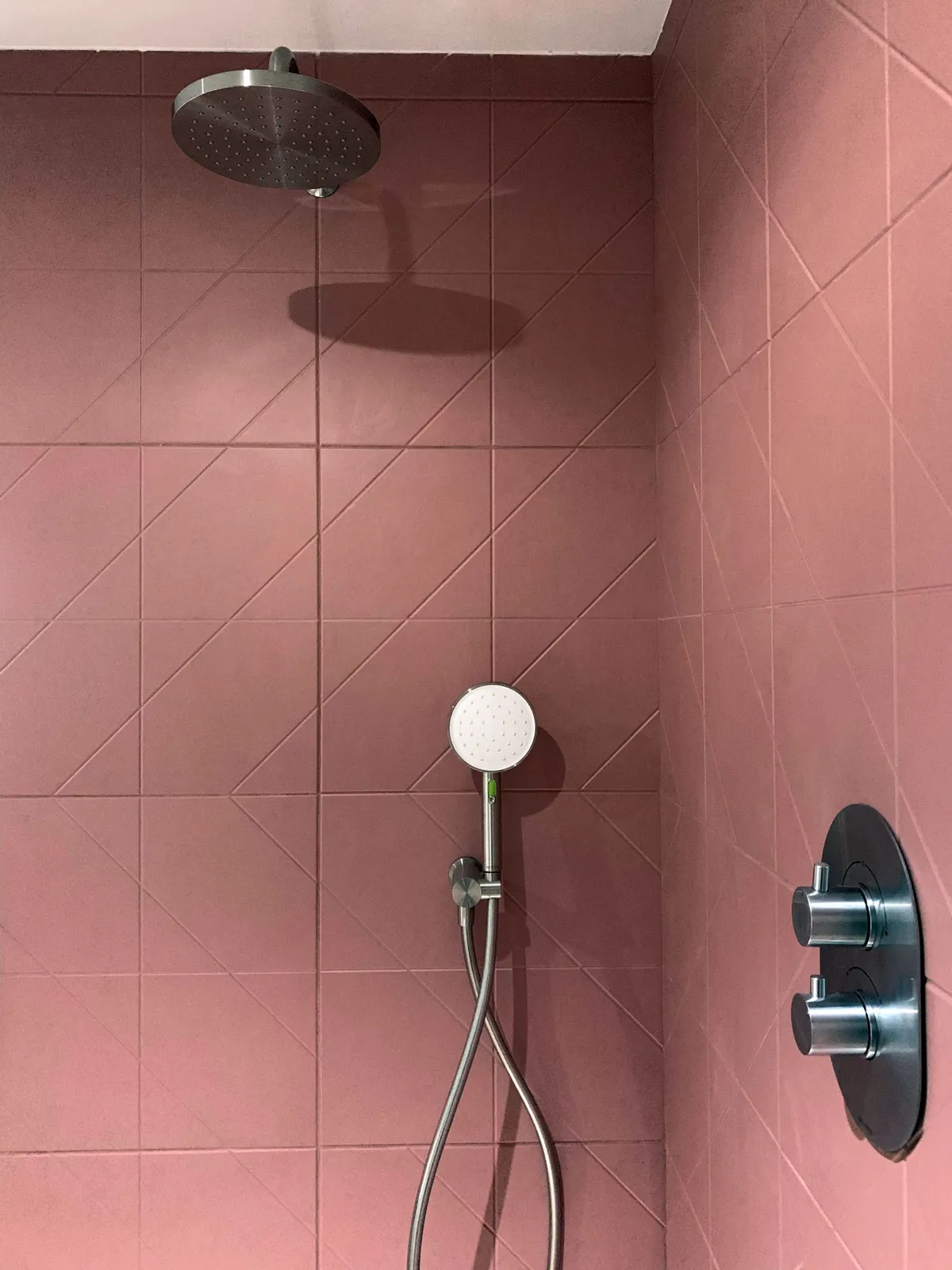 Pink bathroom shower tiles 