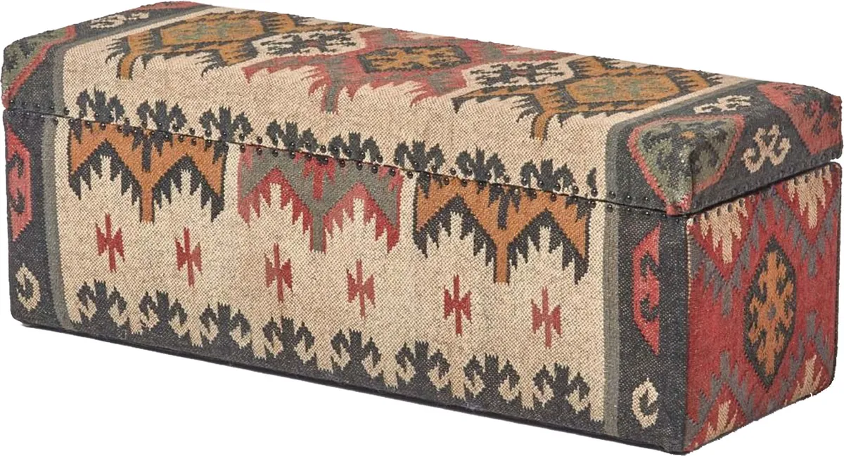 Kilim upholstered ottoman, £309.99, Homescapes Online