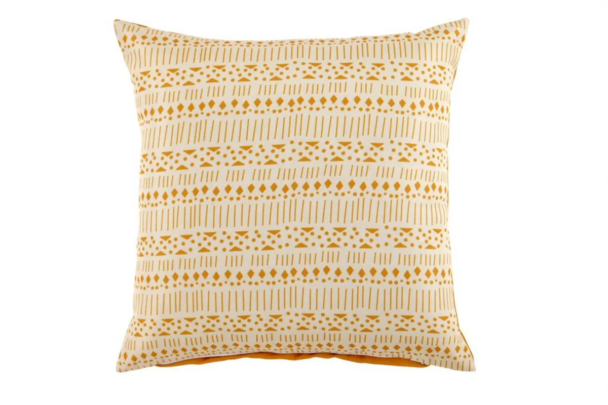 Yellow geometric discovery outdoor scatter cushion, £7, George Home
