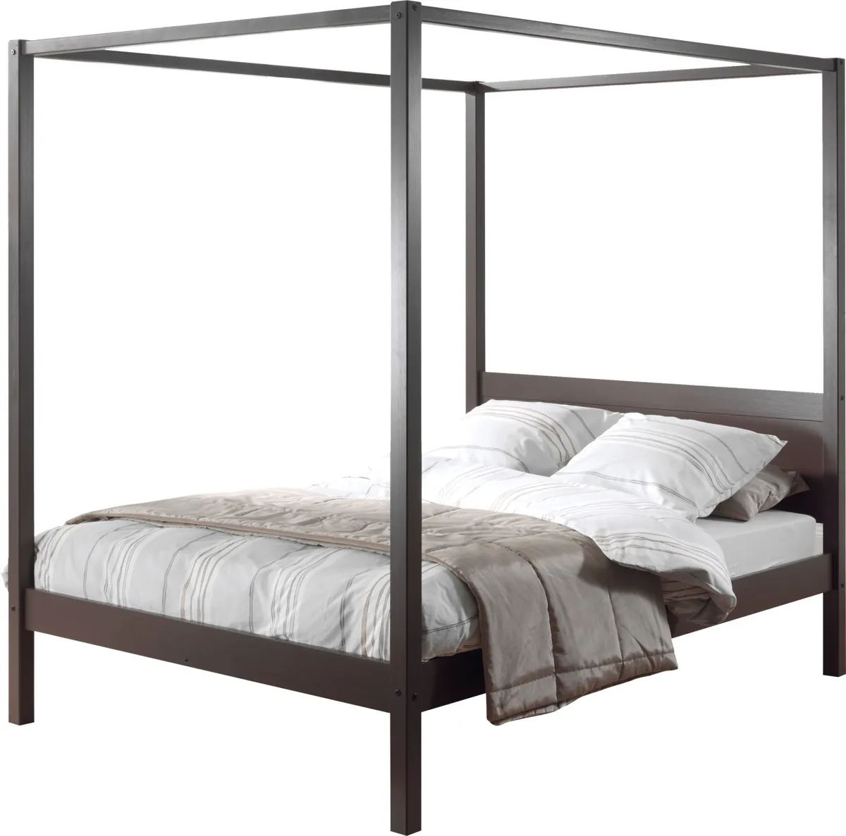 Add drama to a small bedroom with a striking slimline contemporary four-poster bed. Pino four-poster bed, £345, Cuckooland