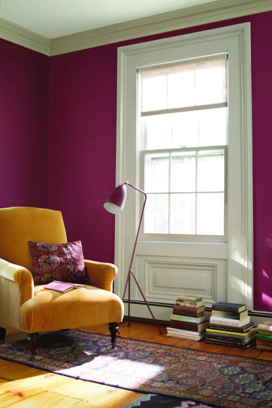 Rich, deep red tones can overwhelm a space. Counteract this by balancing out with light woodwork and complementary colours