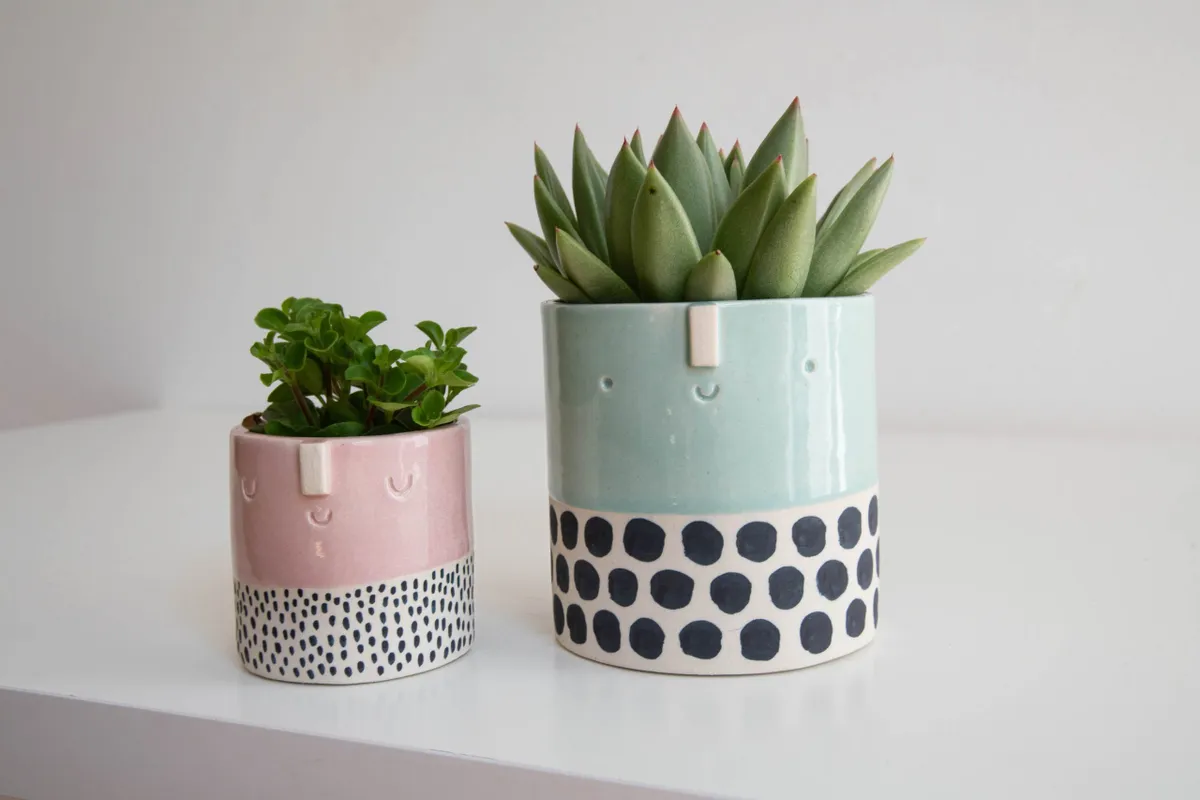 ZOELLA x ETSY x ATELIERSTELLA Collaboration // Spotty Planter Pot with face