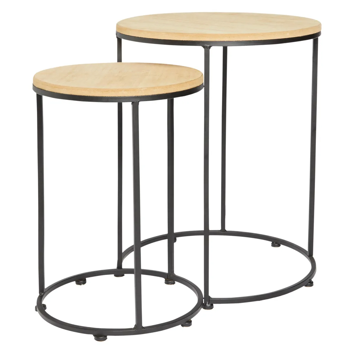 Brown wood effect circle nesting tables, £30