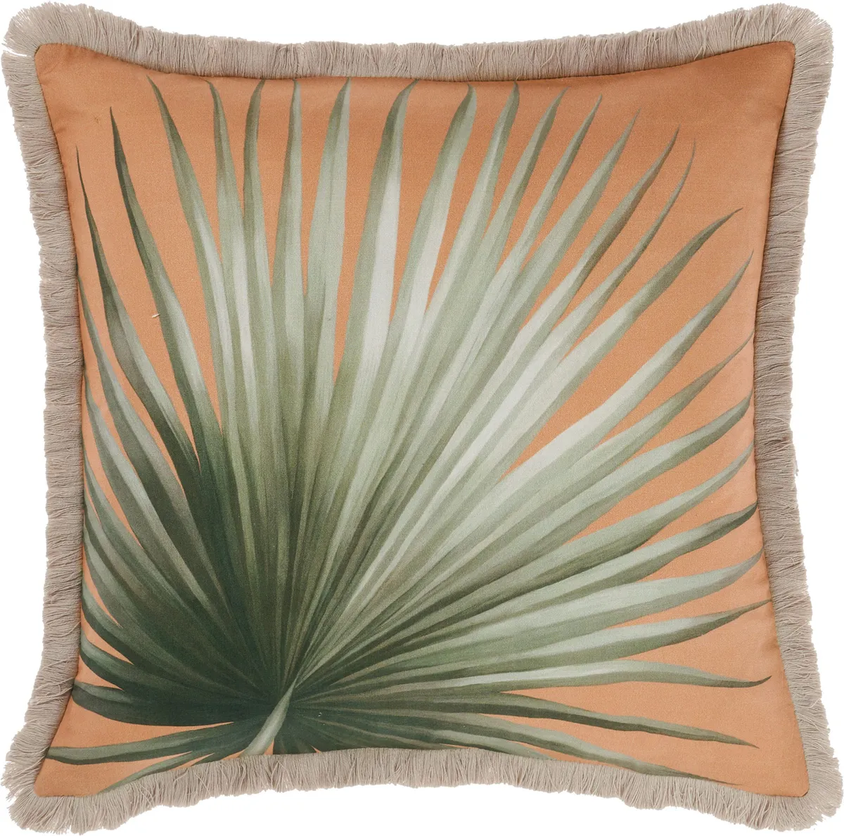 £38 from The French Bedroom Company Pile up cushions like this retro-glam tropical palm fringed design for a luxe feel.