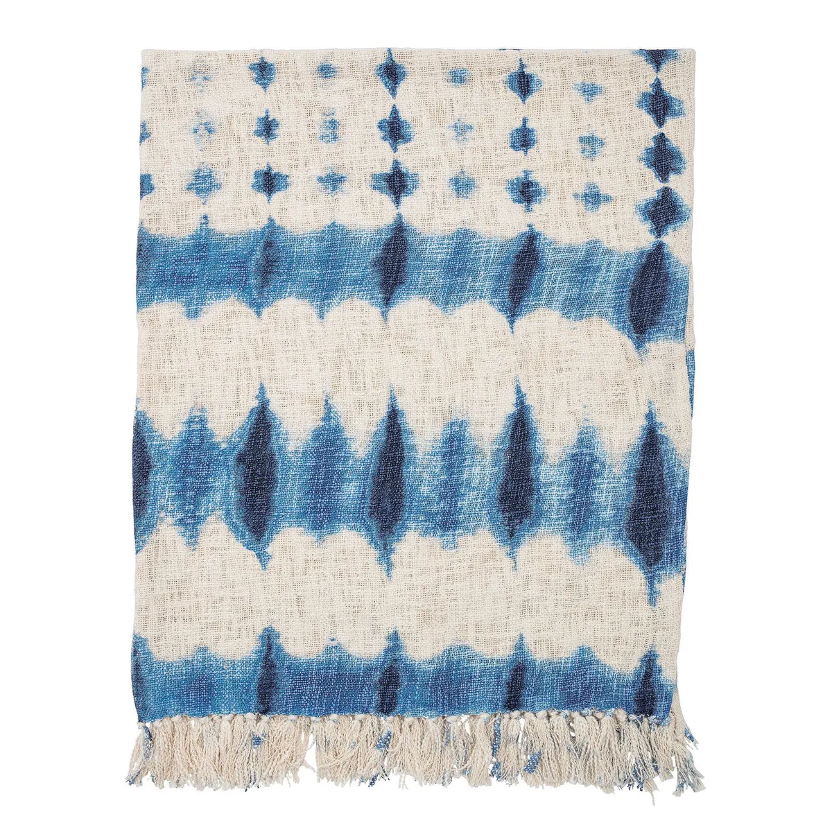 Printed tie-dye cotton throw in Blue, £65, Cult Furniture