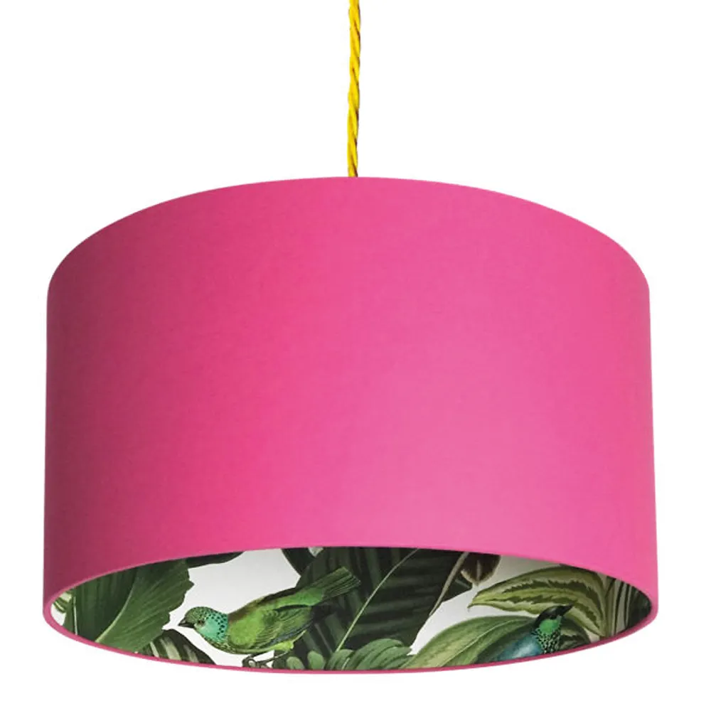 Silhouette cotton lampshade in Tropical Jungle and Watermelon, £40, Red Candy
