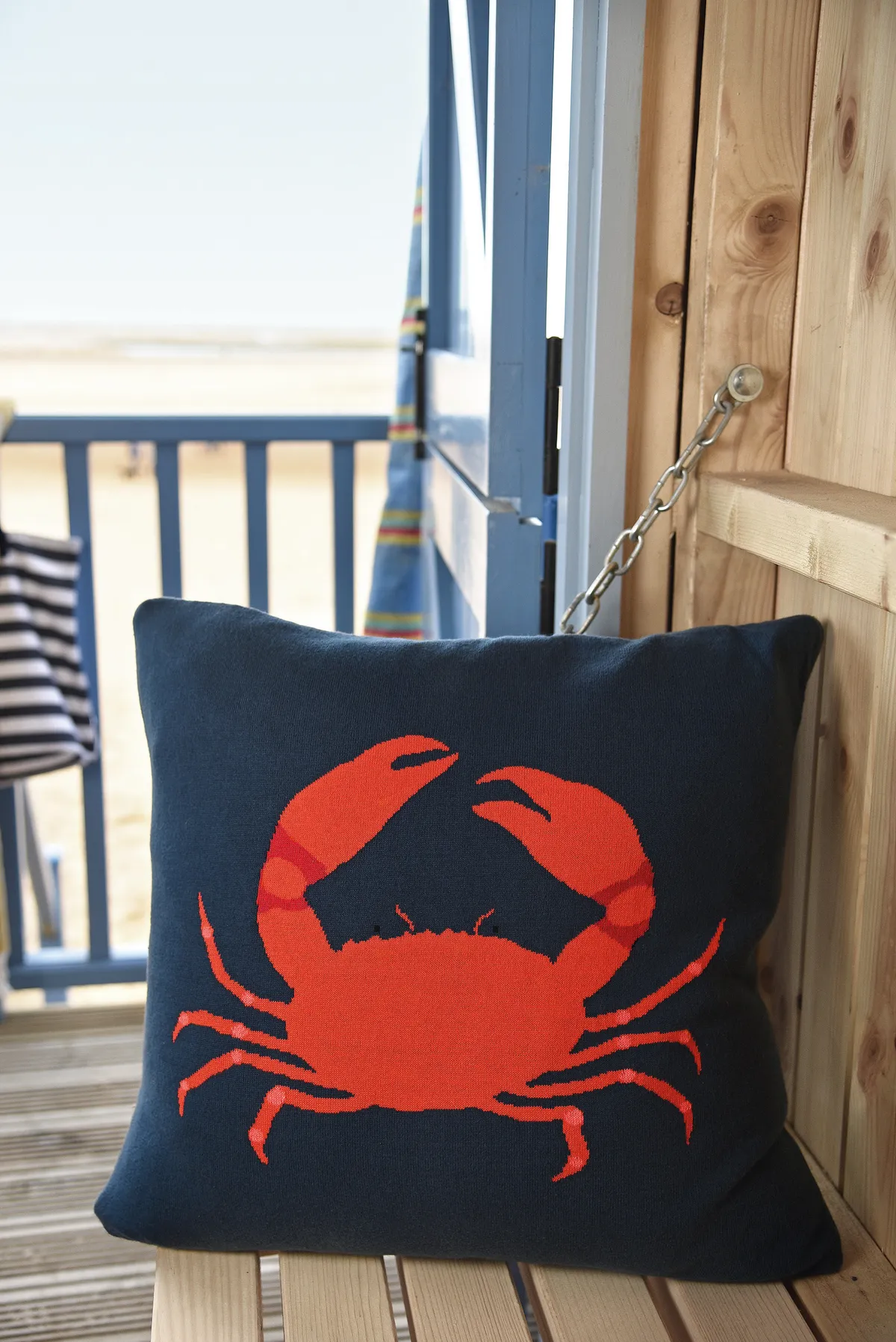 Crab knitted cushion, £49, Sophie Allport