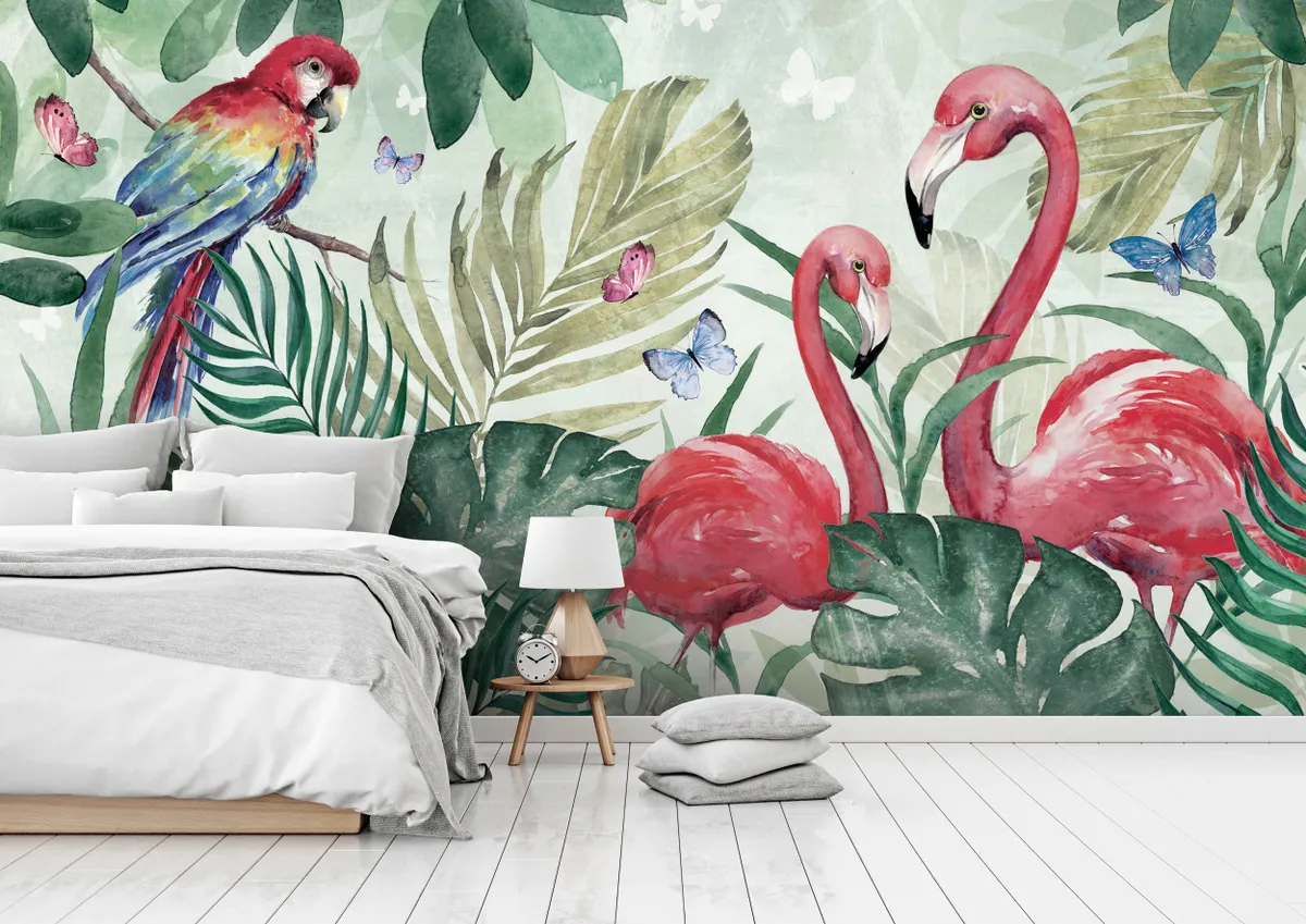 Tropical Flamingo wall mural £34 per sq m, Wallsauce