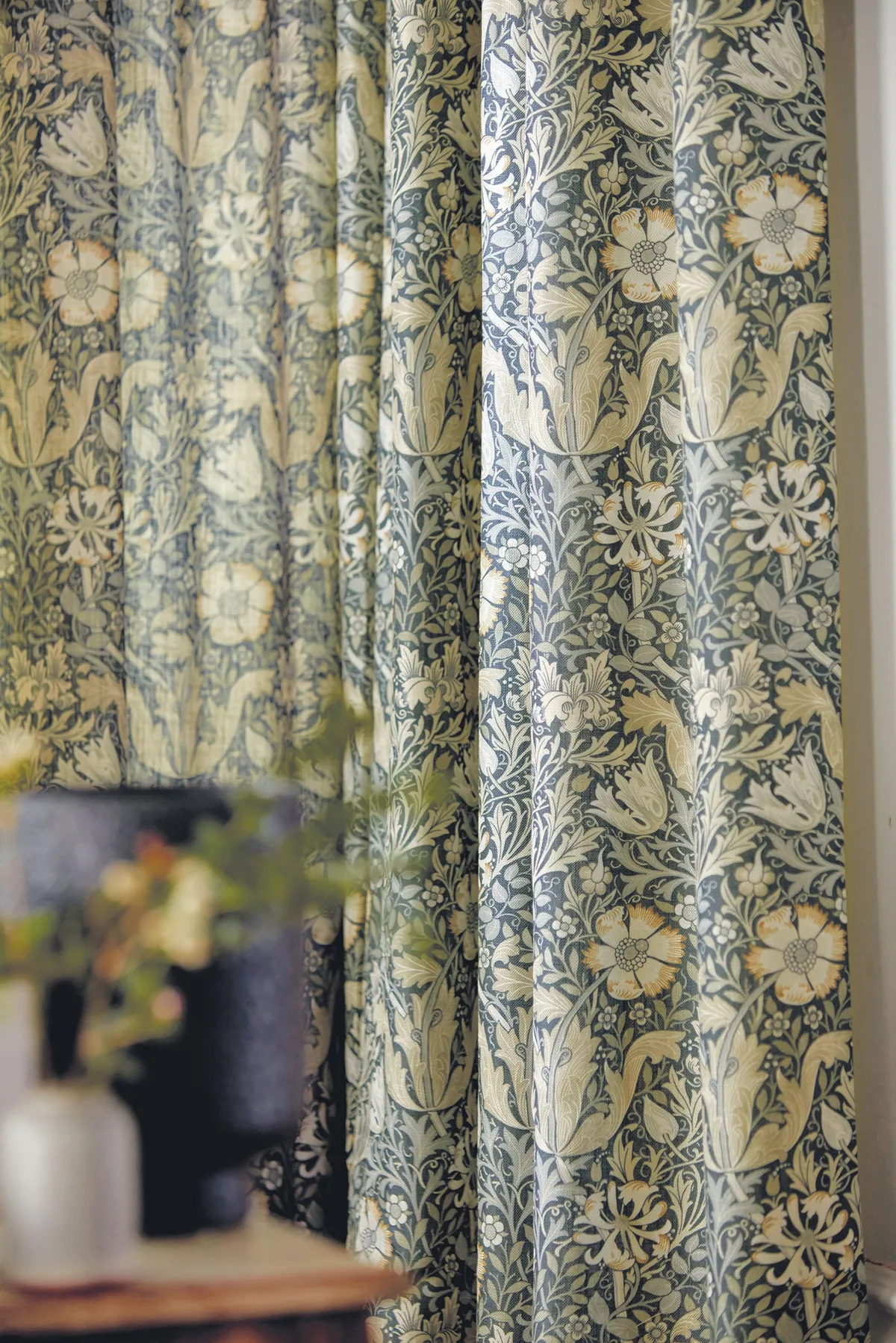 William Morris Compton Midnight curtains with thermal linings, from £47.95, Blinds 2go