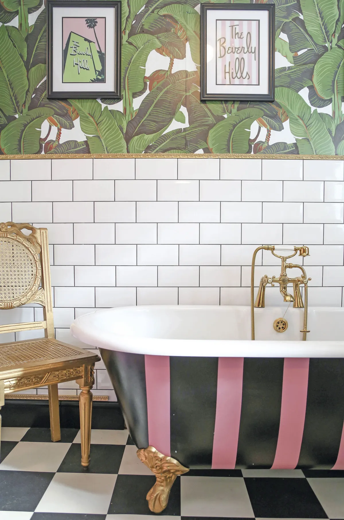 ‘I bought the bathroom suite from Bathstore,’ Hayley says. ‘Originally, the tub was white, but I decided to jazz it up using pink and black paints’