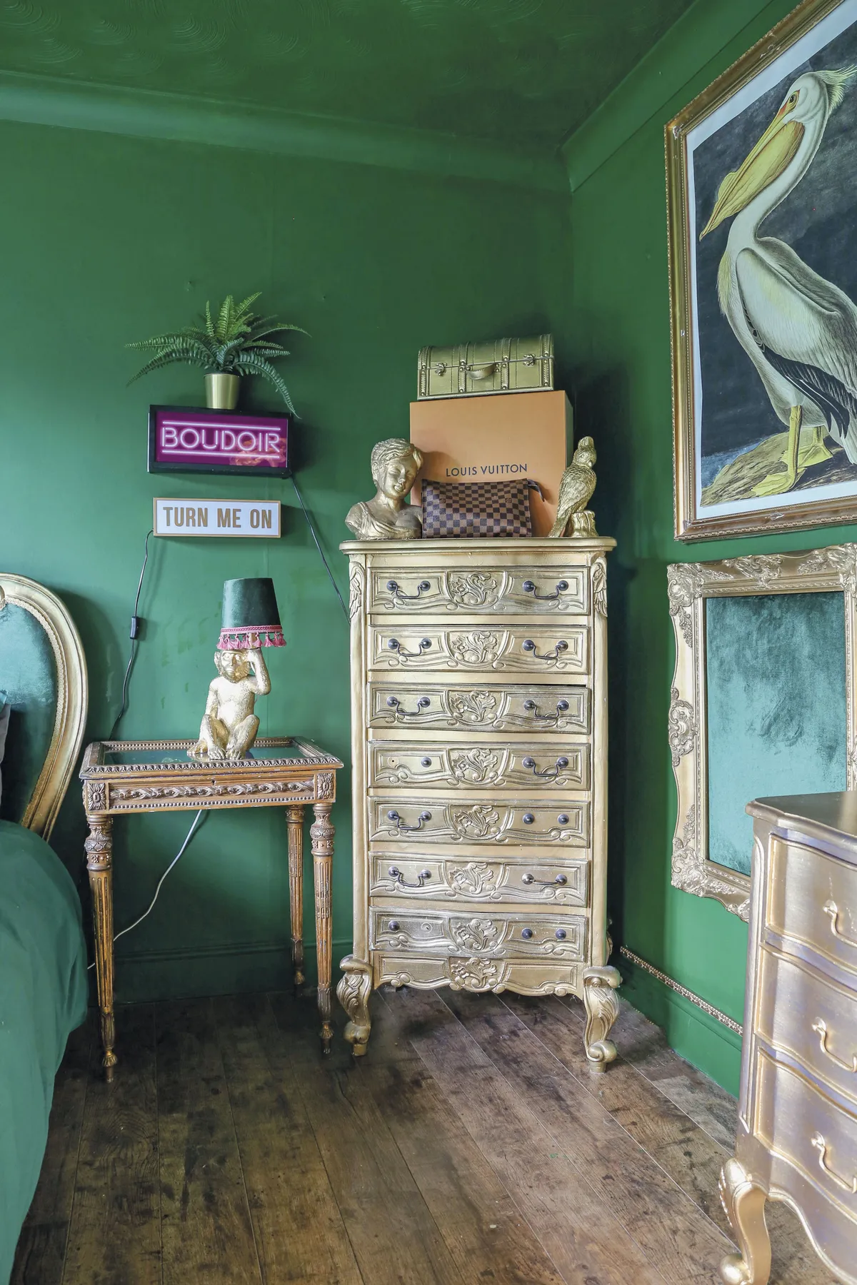 Hayley painted her entire bedroom – ceiling included – in her favourite colour, green, which she had mixed to the perfect shade at B&Q