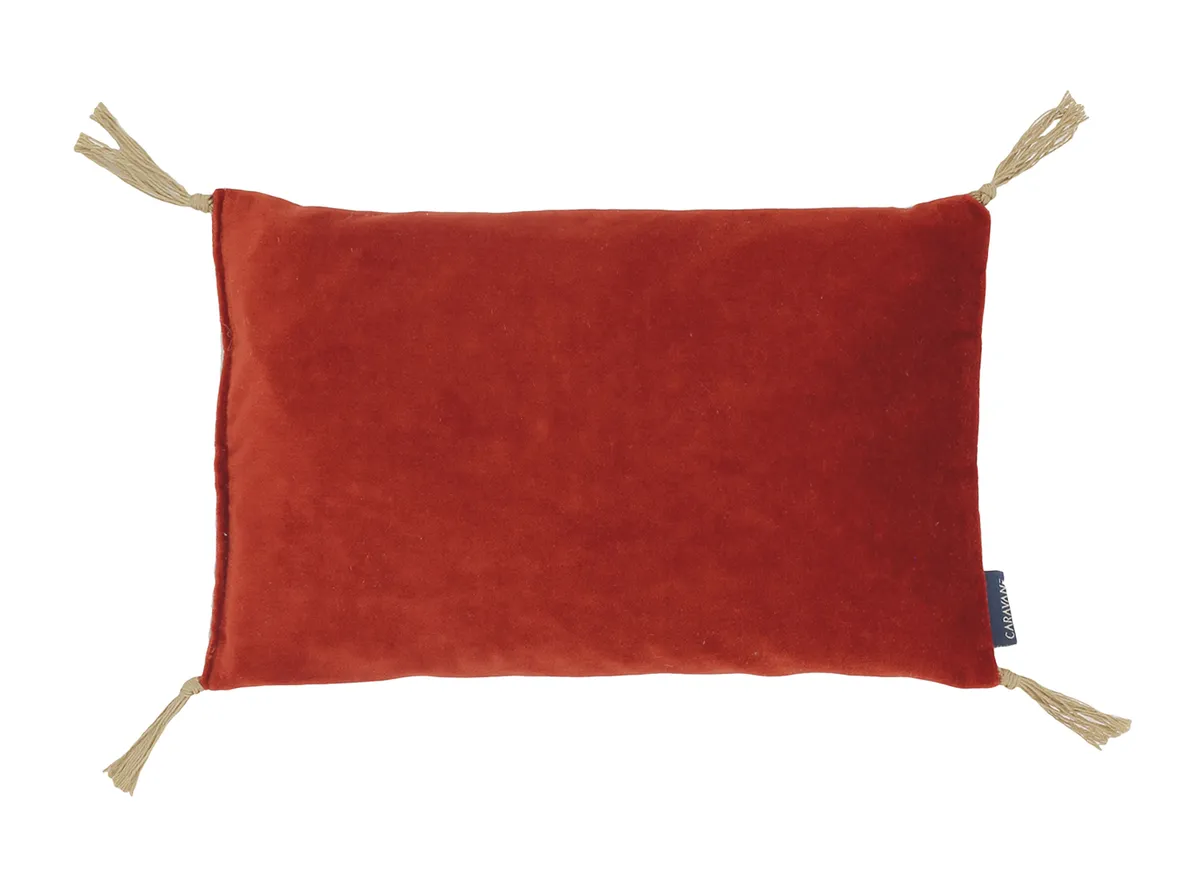 Cherry stone cushion in Paprika velour, €48, Caravane