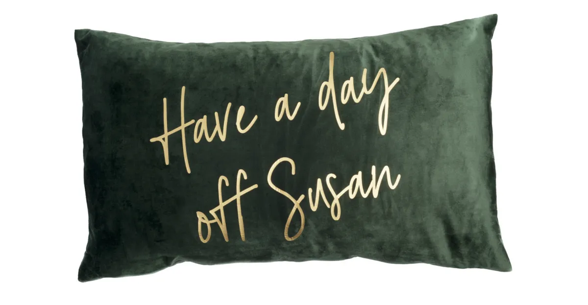 Stacey Solomon x Amazon Handmade: Decorative Have a Day Off Susan Velvet Cushion
