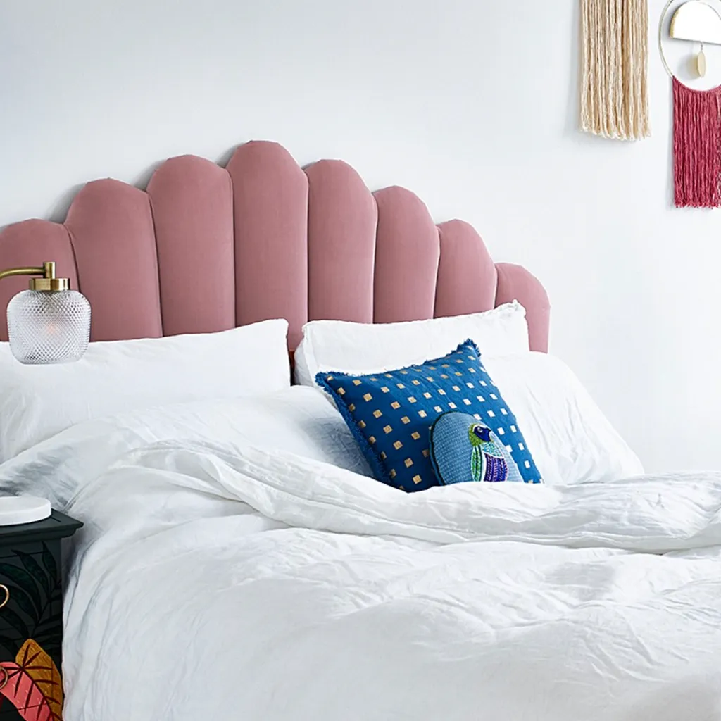 Flora Dusty Pink Velvet Double Bed Headboard, Oliver Bonas, £495