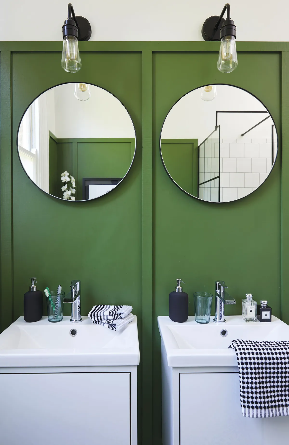 Good idea! Double sinks often prove a real bonus in busy bathrooms, while wall-hung units can visually enlarge a room by opening up the floor area.