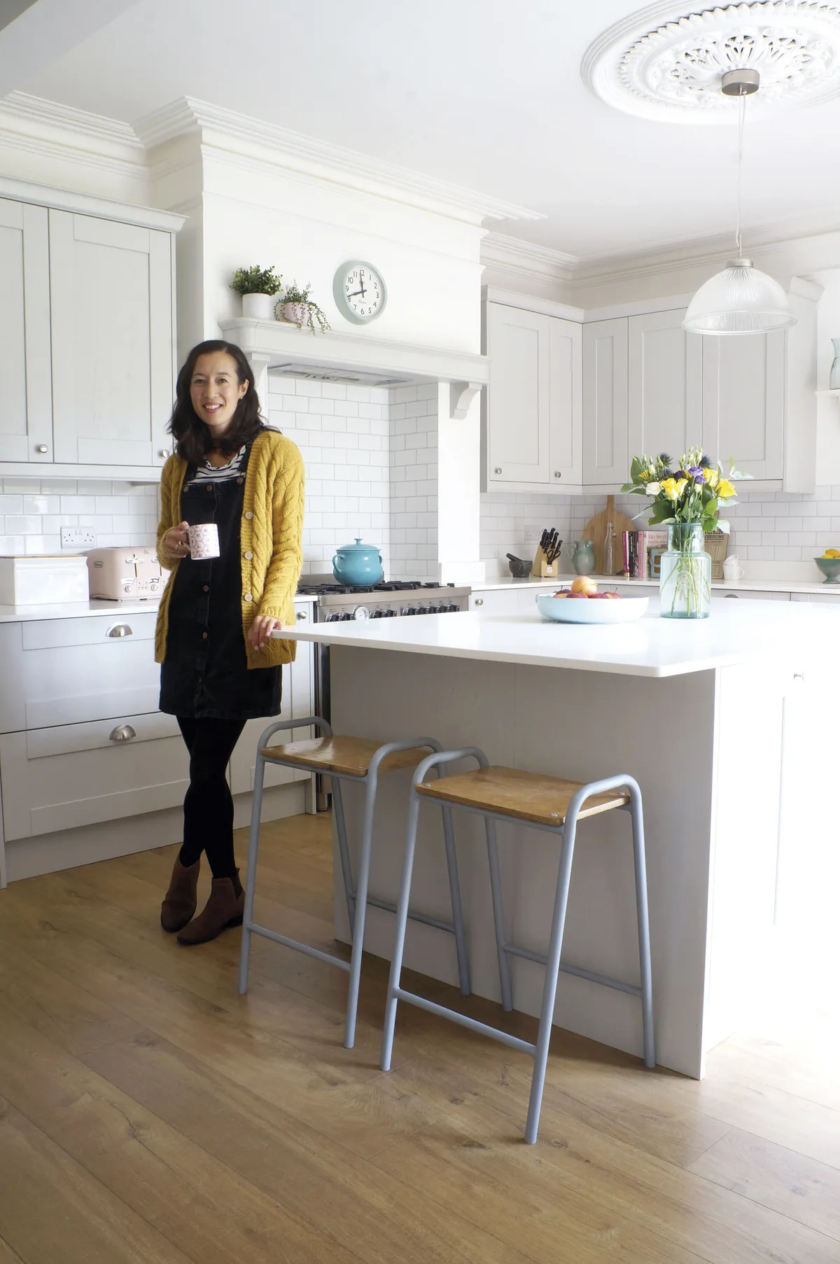 ‘Previously, the kitchen was very small and closed off from the rest of the house – not very practical for family living,’ Jade recalls. ‘Moving it to the middle of the house made more sense, as we could have a large, open-plan space with an island and lots of storage.’