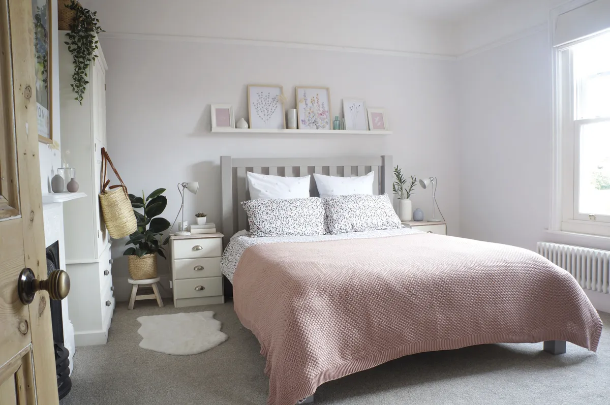 ‘The main bedroom was full of fitted furniture when we moved in, which we ripped out before reinstalling the picture rail,’ says Jade. ‘We already had the wardrobes, chests of drawers and the bed frame, so this influenced the style of the room.’