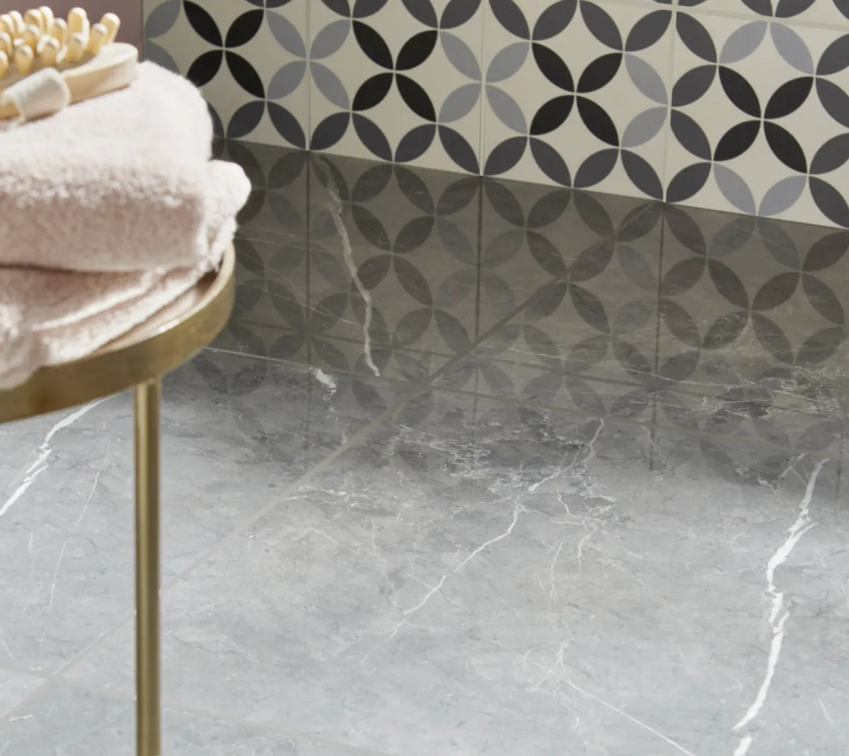 Ultimate Grey Marble effect floor tile, £26.50 for a pack of 3, B&Q