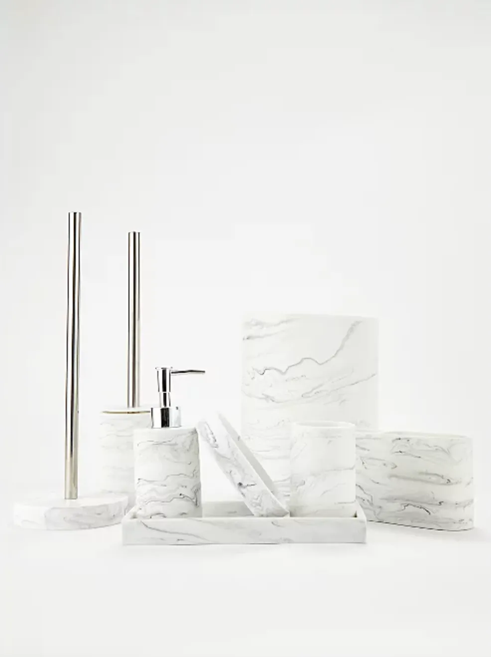 White Marble Effect Bathroom Accessories Range, from £4, Asda