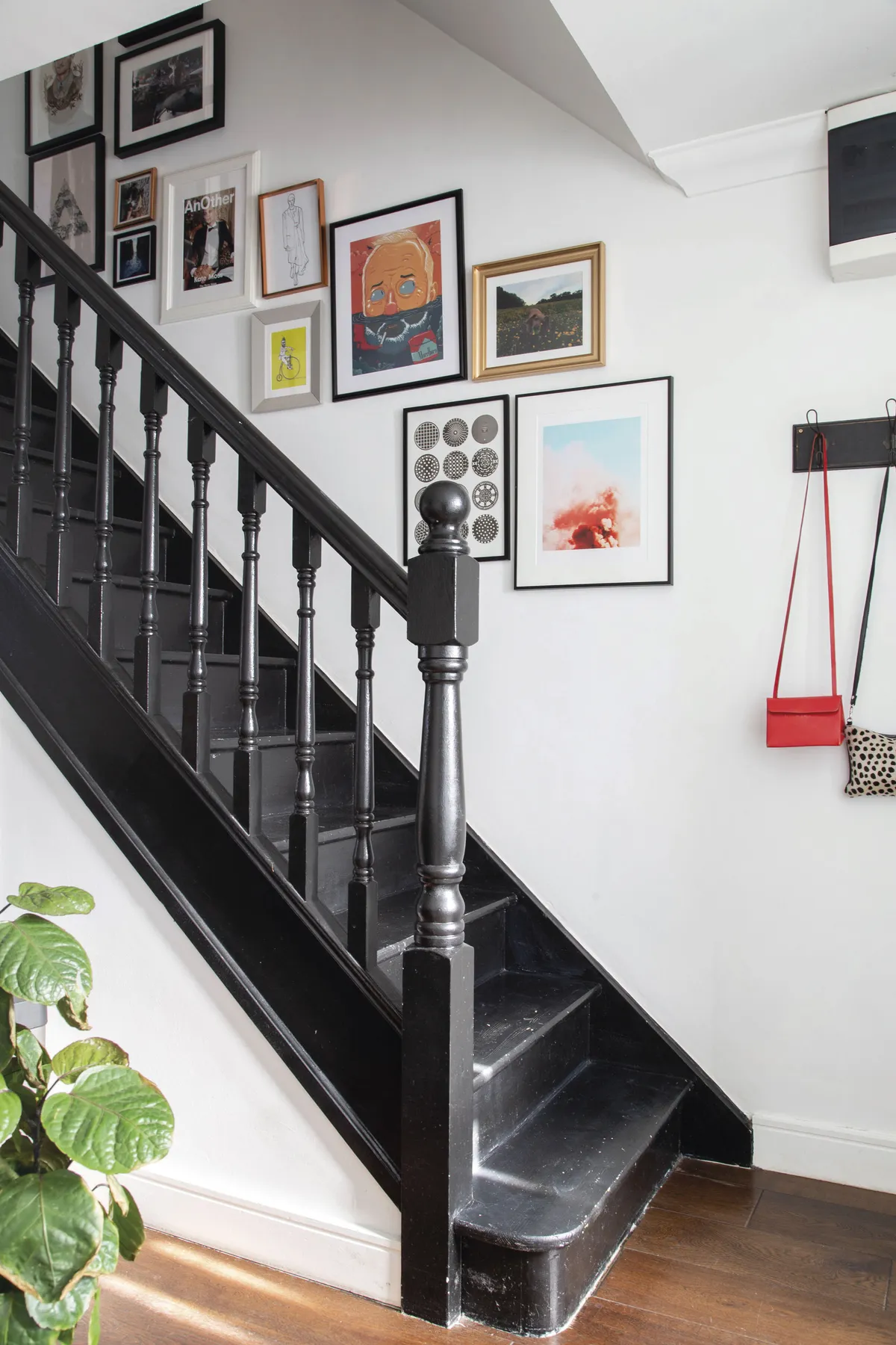 ‘A few years ago, I ripped up the carpet on the stairs and landing, painted the staircase and laid a monochrome, patterned vinyl on the landing,’ Elaine shares. ‘I love the end result and, as we have a large dog, it’s much more practical than carpet.’