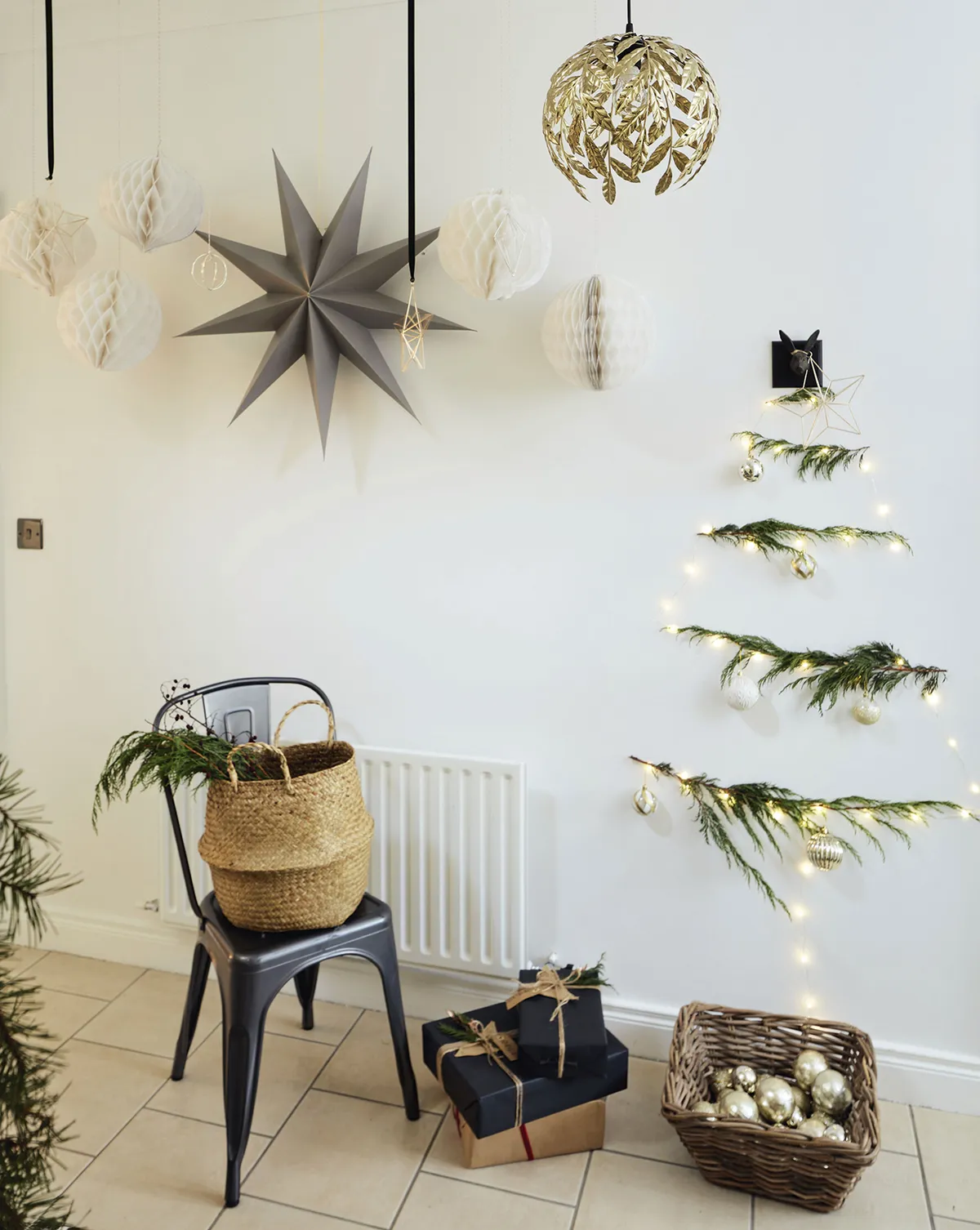 ‘I look at Pinterest and Instagram for inspiration so I can find unusual decorating ideas for Christmas,’ says Ediana. ‘The large stars from IKEA are my staple decorations at this time of year and work well with my paper balls from Sostrene Grene’