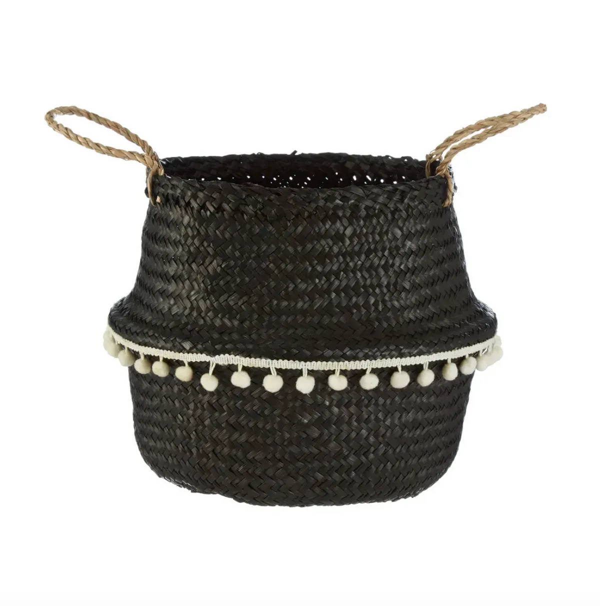 black seagrass belly basket
