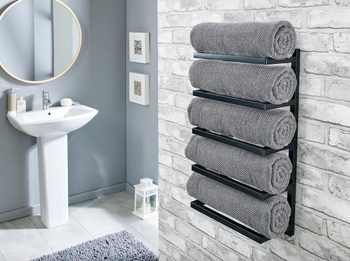 Towel storage ideas - salon style towel rack