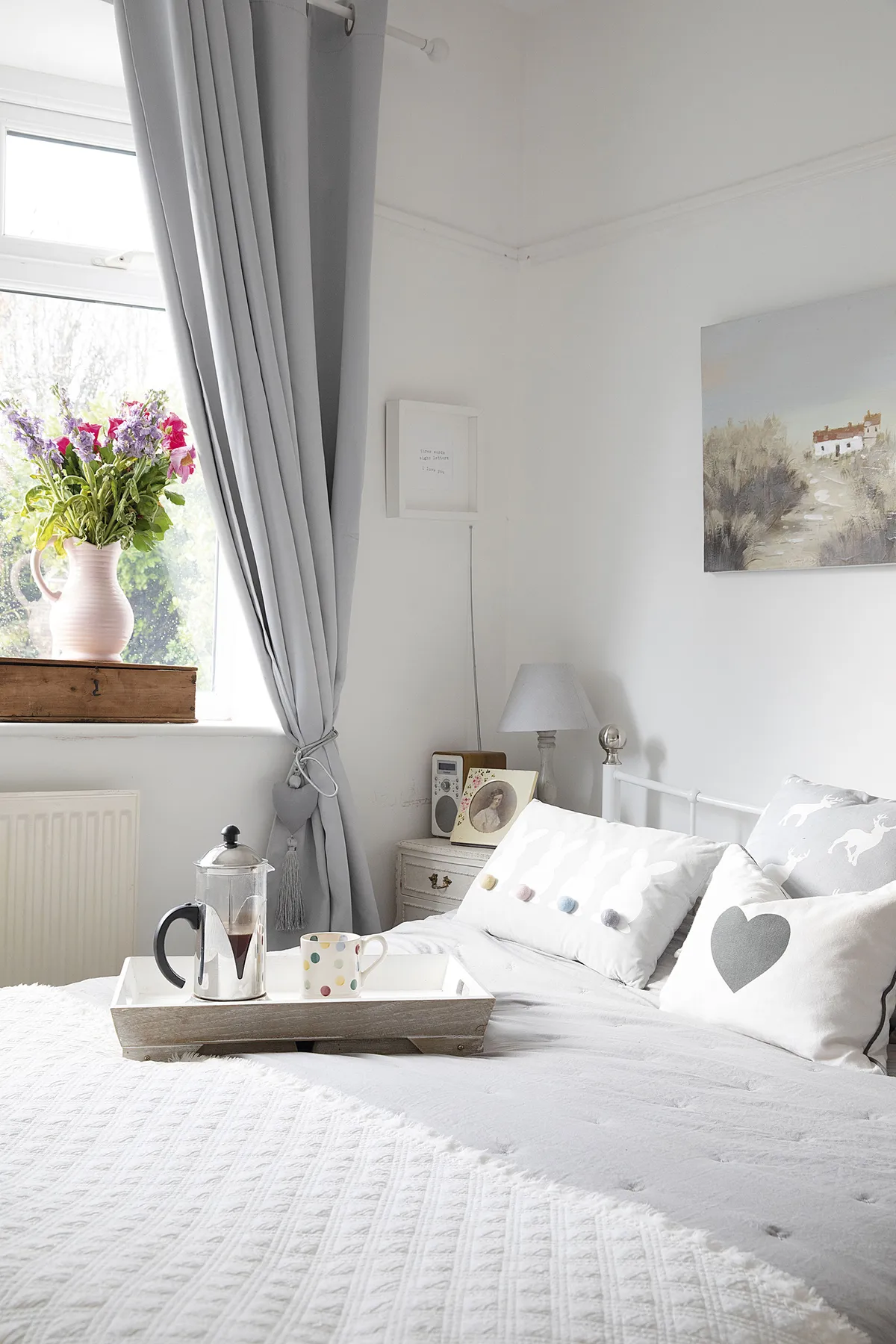 With fresh flowers and a hot pot of coffee, Sandra has the spare room ready and waiting for visitors