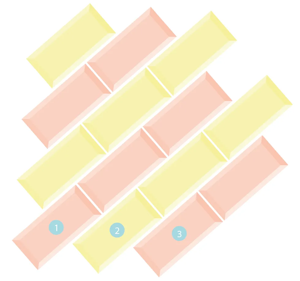 Metro tile patterns - Diagonal Running Bond