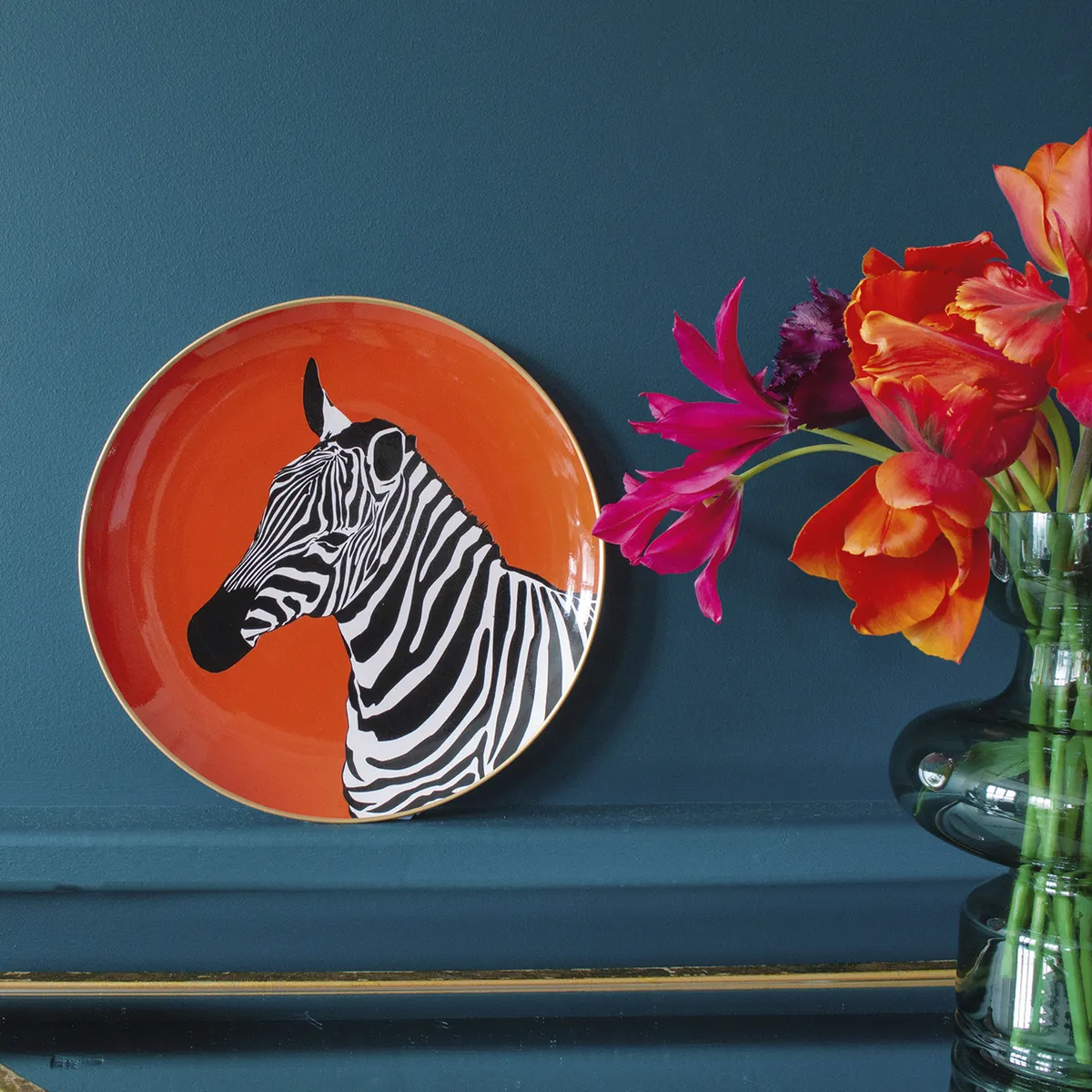 Orange zebra wall plate, £38, Audenza