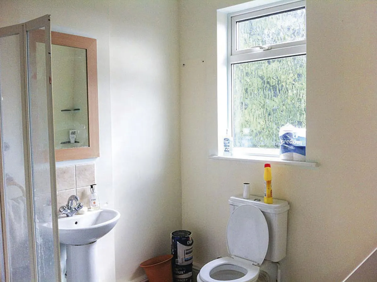 Before the makeover, Sina's bathroom was filled with light but underwhelming