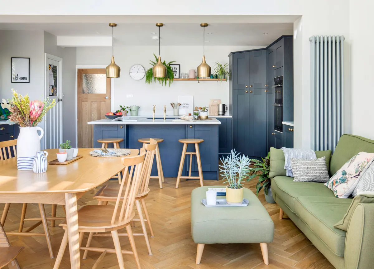 By knocking through several small rooms, Sara and Lucy have created an open-plan, multi-use cooking, dining and living space for relaxing in as a family