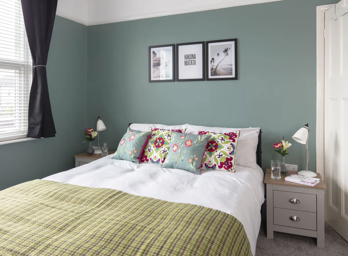It took Diandra three attempts to get the guest room painted the right colour, until she found the perfect shade of calming green