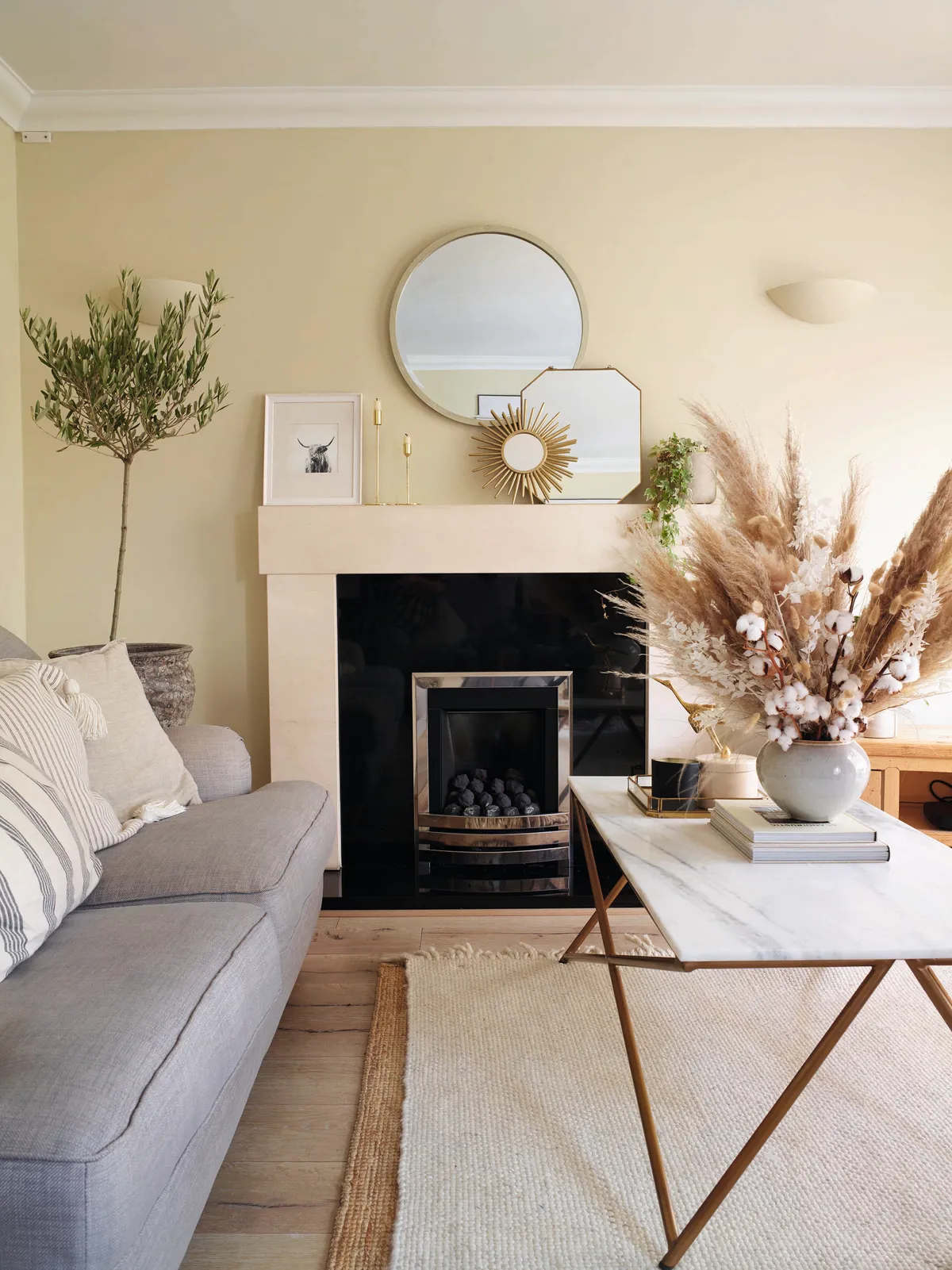 The marble coffee table from Atkin and Thyme was an investment piece for the couple’s home. ‘When we got married, I used the gift money to buy it,’ says Melanie. ‘It’s timeless and we will have it forever’