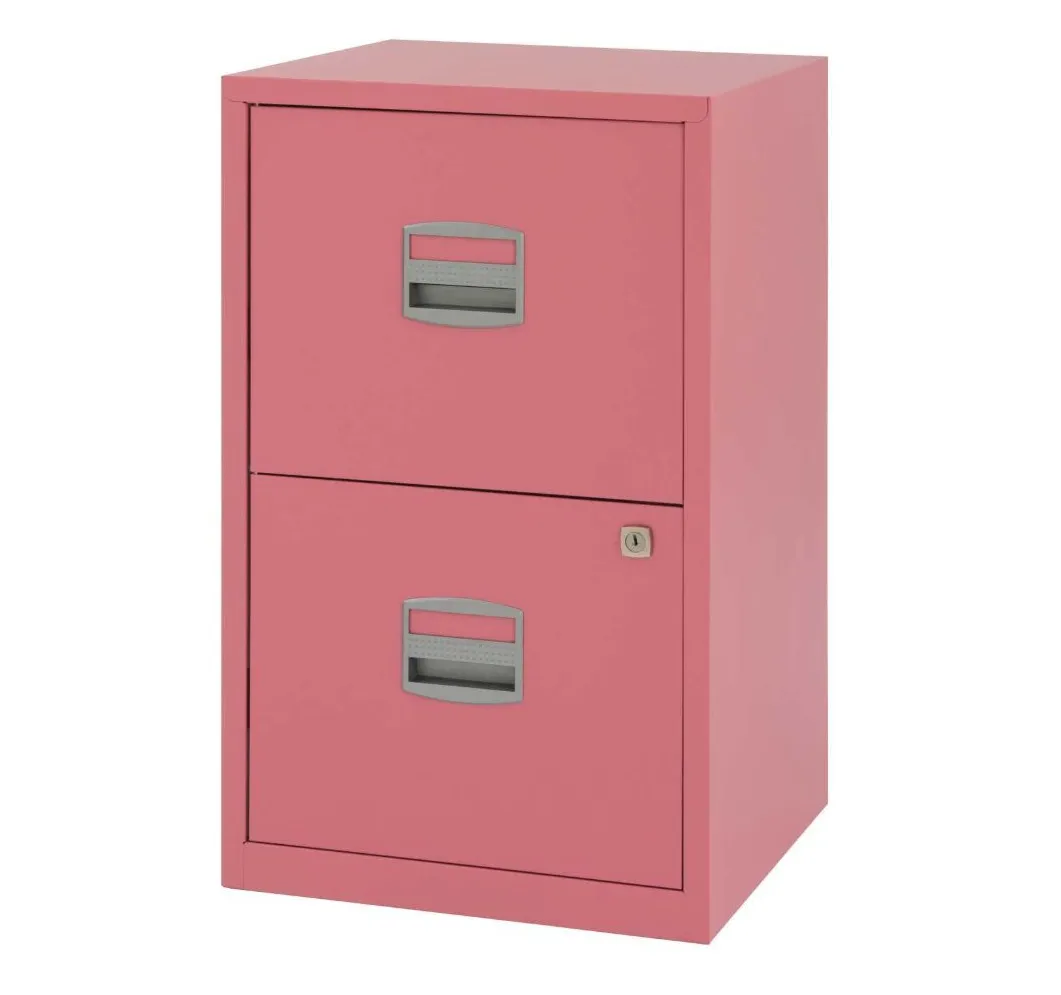 Bisley Metal Filing Cabinet 2 Drawer A4 Pink