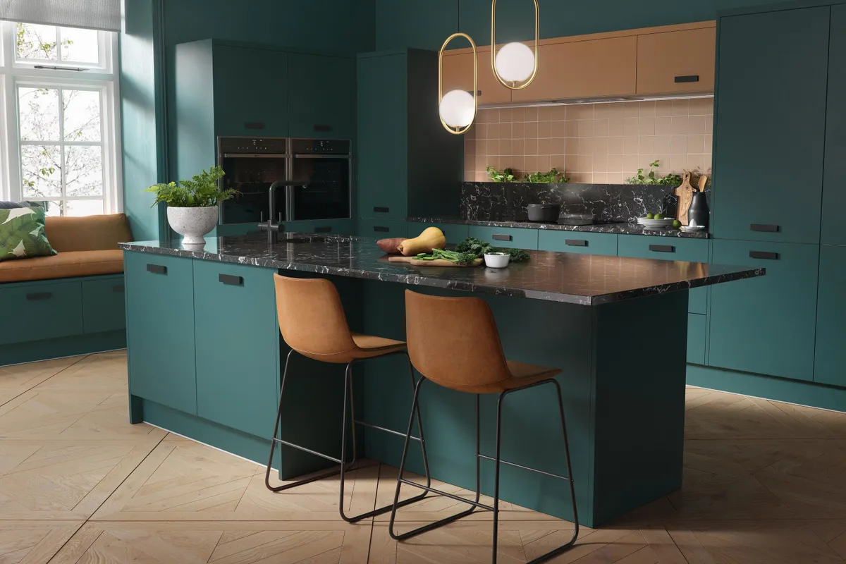 Infinity plus special colours kitchen, from £4,350 for an eight-unit kitchen, Wren Kitchens