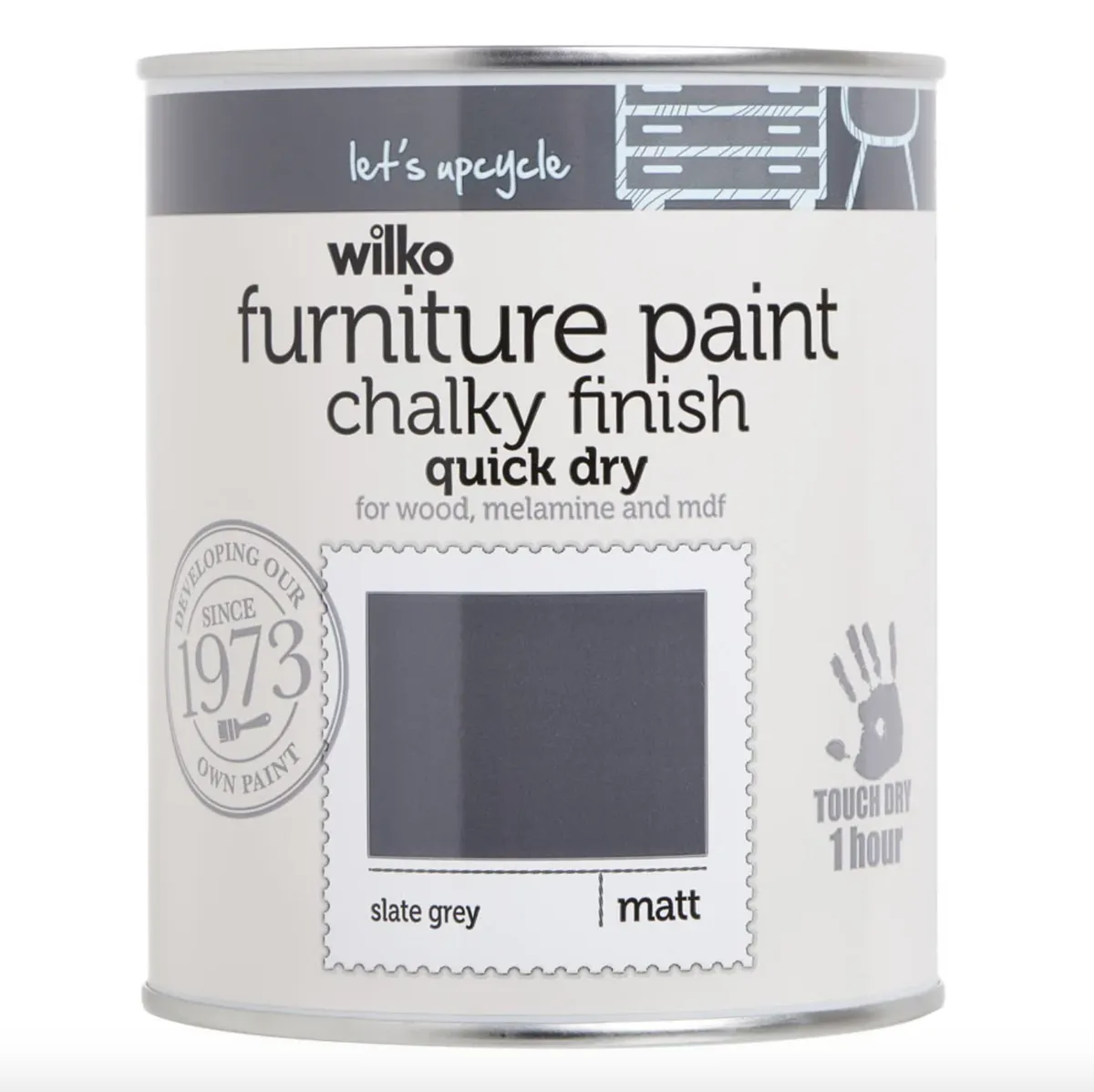 Wilko's Quick Dry Chalky Furniture Slate Grey Paint