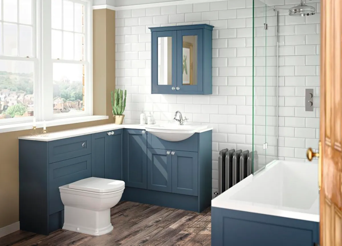Roseberry timber furniture in Peacock Blue, from £255, Utopia