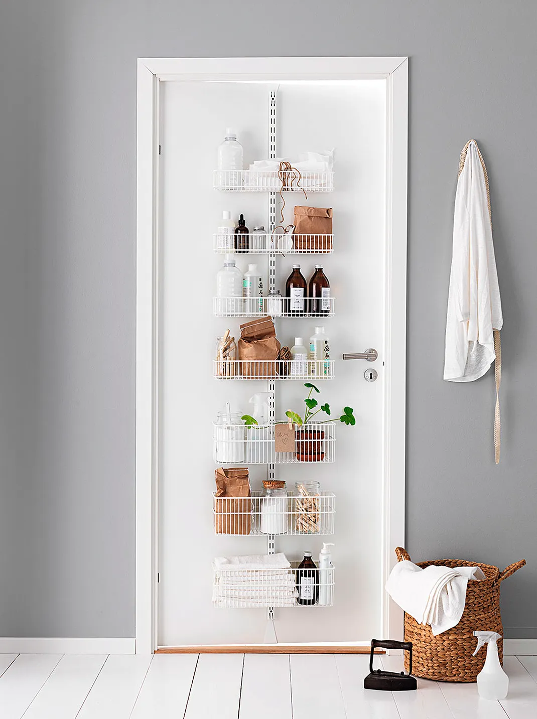 Elfa door and wall rack, £95, A Place for Everything