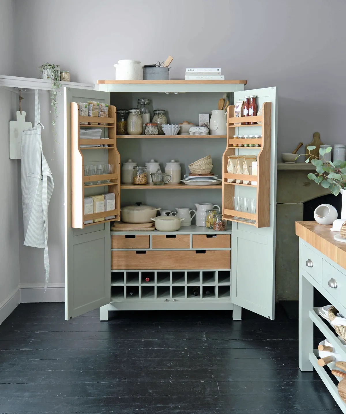 Sussex double larder in Sage green £1,099, The Cotswold Company
