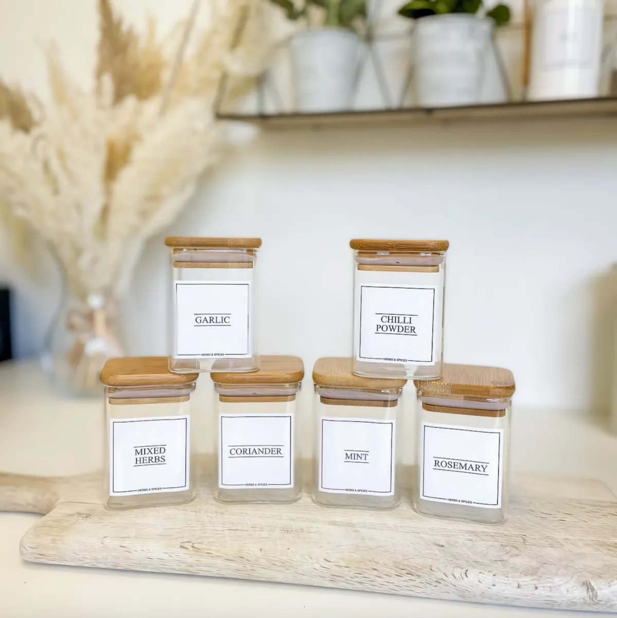 Minimal Label Glass Spice Jars