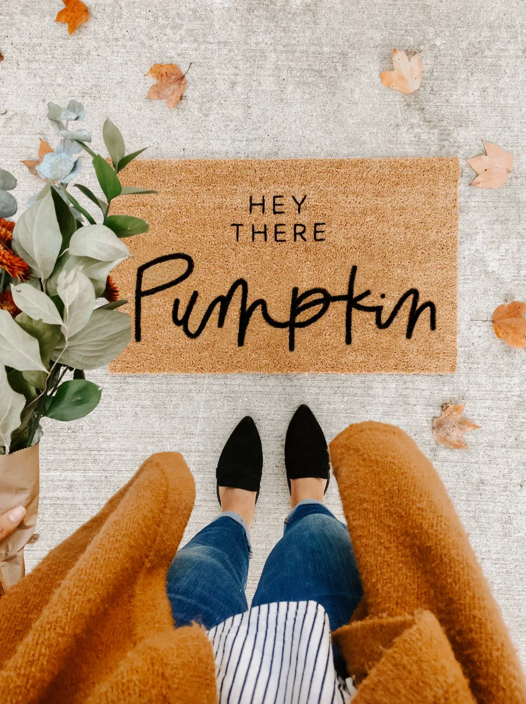 autumn decorations Hey There Pumpkin Doormat