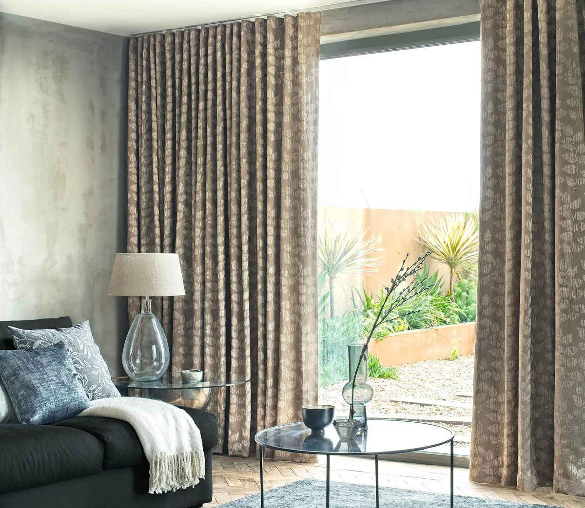 Roche Taupe curtains, Hillarys