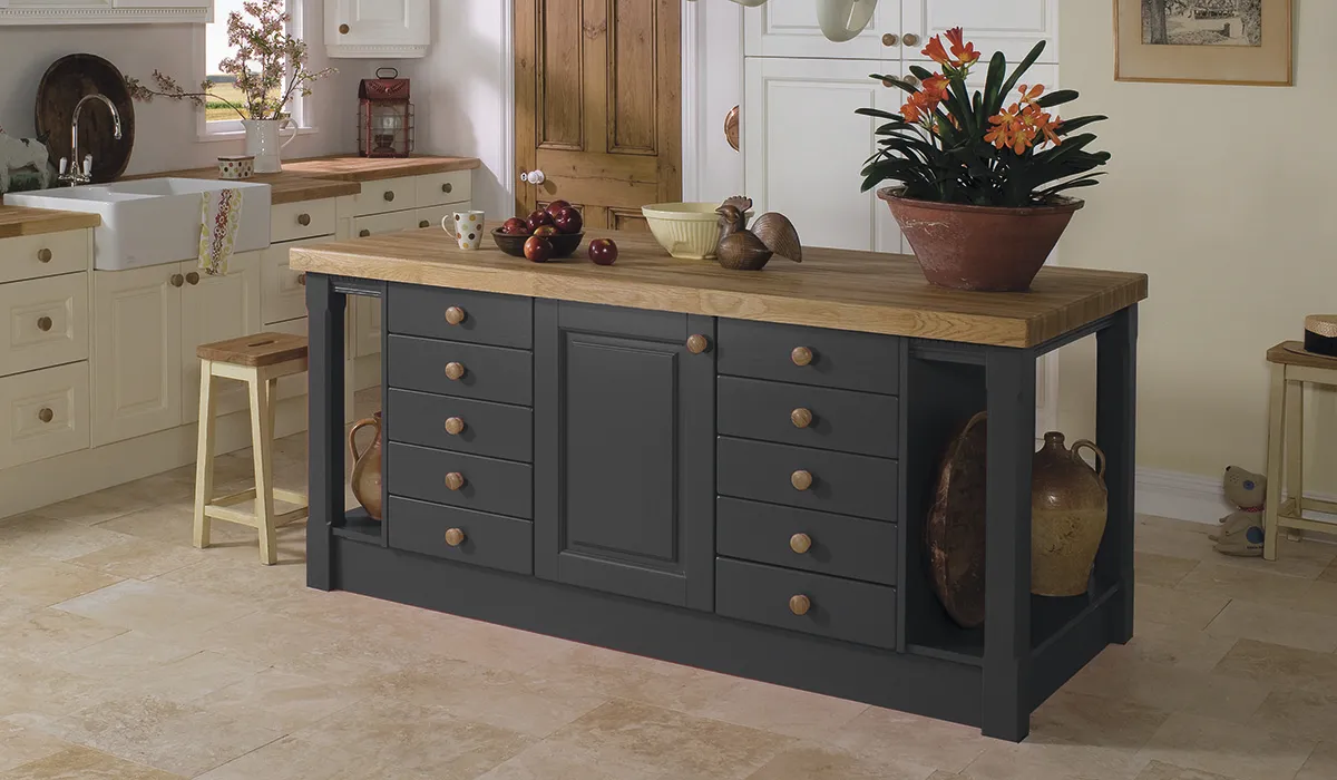 A kitchen island is a great addition to a country kitchen