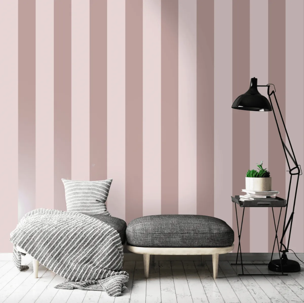 Holden Shimmering Stripe Pattern Pink Rose Gold Wallpaper Metallic Striped Motif Exclusive